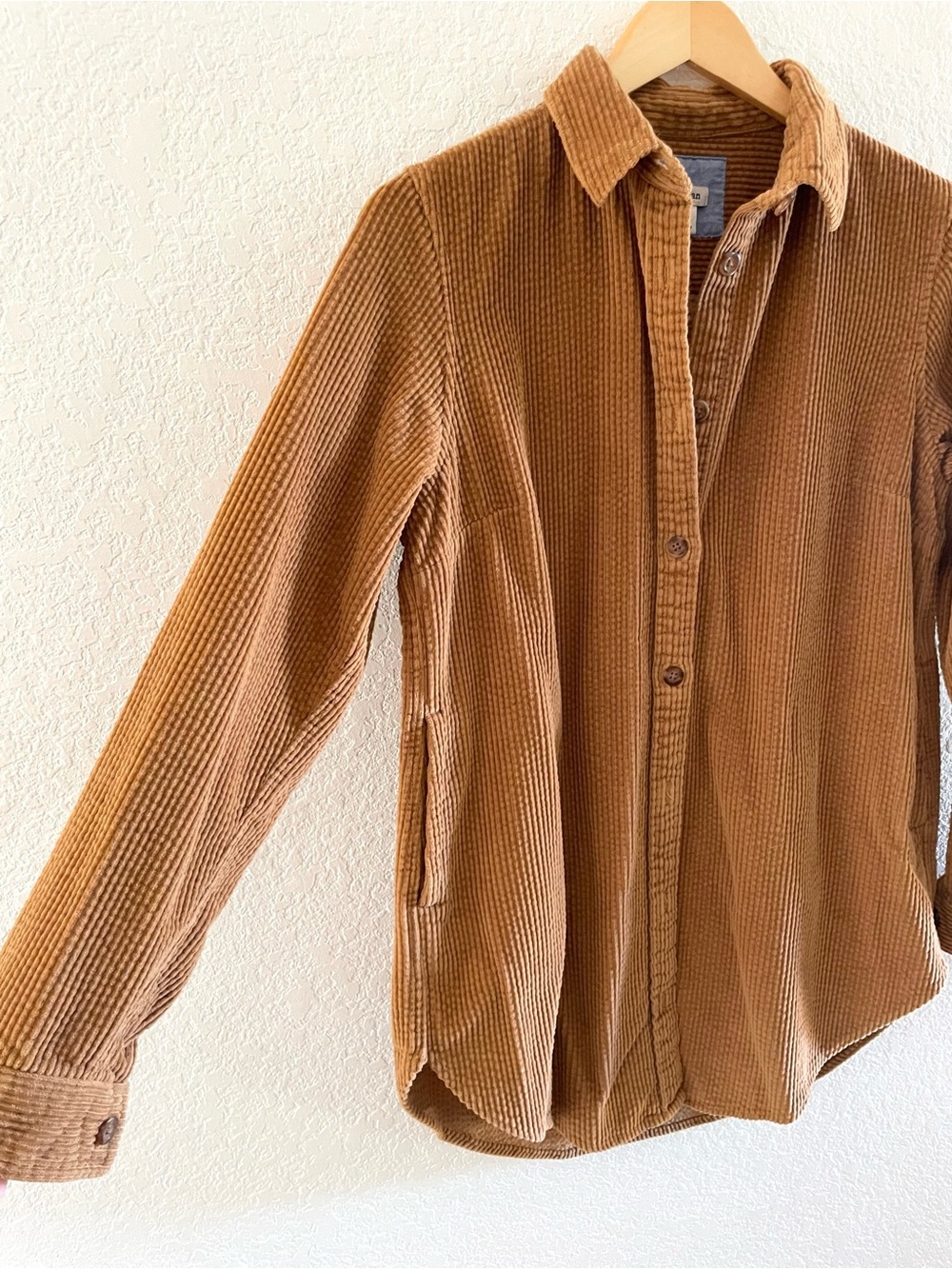 L.L. Bean Caramel Corduroy Shirt Jacket Shacket Long Tunic Button Down Sz XS - Picture 6 of 13